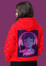 "Lost in Music" Aesthetic Anime Graphic Premium Hoodie - Image 4