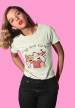 Hugs and Kisses Cat Graphic T-Shirt for Women - Image 4