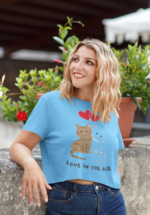 "Love in the Air" Cats Graphic Crop Top - Image 2