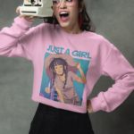 "Just A Girl" Retro Anime Aesthetic Premium Sweatshirt