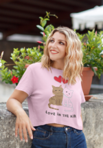 "Love in the Air" Cats Graphic Crop Top - Image 3