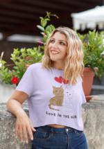 "Love in the Air" Cats Graphic Crop Top - Image 4