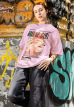 "Make Up Girl" Retro Anime Graphic Oversized Tee - Image 6