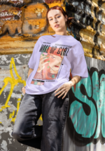 "Make Up Girl" Retro Anime Graphic Oversized Tee