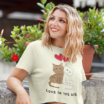 "Love in the Air" Cats Graphic Crop Top