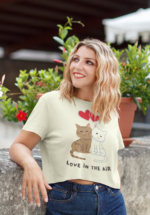 "Love in the Air" Cats Graphic Crop Top