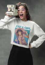 "Just A Girl" Retro Anime Aesthetic Premium Sweatshirt - Image 3