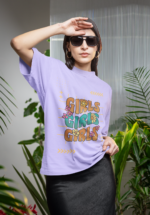 "Girls Girls Girls" Retro Floral Graphic Oversized Tee - Image 2