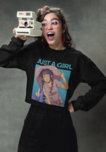 "Just A Girl" Retro Anime Aesthetic Premium Sweatshirt - Image 4