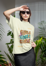 "Girls Girls Girls" Retro Floral Graphic Oversized Tee - Image 4