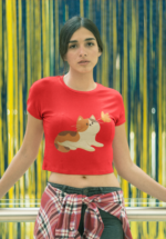 Calico Cat & Butterfly Graphic Crop Top - Image 3