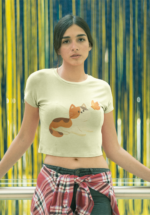 Calico Cat & Butterfly Graphic Crop Top - Image 4