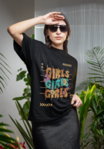 "Girls Girls Girls" Retro Floral Graphic Oversized Tee - Image 6