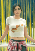 Calico Cat & Butterfly Graphic Crop Top - Image 5
