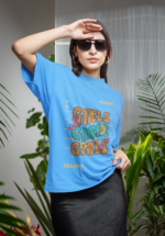 "Girls Girls Girls" Retro Floral Graphic Oversized Tee - Image 7