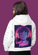 "Lost in Music" Aesthetic Anime Graphic Premium Hoodie - Image 5