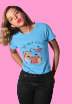 Hugs and Kisses Cat Graphic T-Shirt for Women
