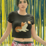 Calico Cat & Butterfly Graphic Crop Top