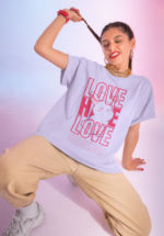 "Love Hate Love" Bunny Graphic Oversized Tee - Image 2