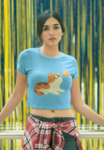 Calico Cat & Butterfly Graphic Crop Top - Image 6