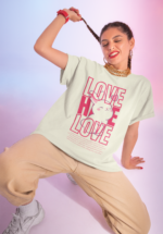 "Love Hate Love" Bunny Graphic Oversized Tee - Image 3