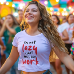 "I'm Not Lazy" Funny Slogan Graphic Crop Top