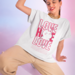 "Love Hate Love" Bunny Graphic Oversized Tee