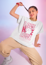 "Love Hate Love" Bunny Graphic Oversized Tee