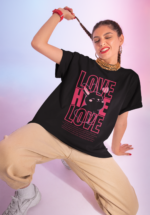 "Love Hate Love" Bunny Graphic Oversized Tee - Image 4
