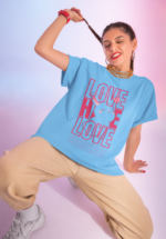 "Love Hate Love" Bunny Graphic Oversized Tee - Image 5