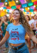 "I'm Not Lazy" Funny Slogan Graphic Crop Top - Image 4
