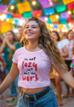 "I'm Not Lazy" Funny Slogan Graphic Crop Top - Image 5