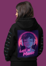 "Lost in Music" Aesthetic Anime Graphic Premium Hoodie