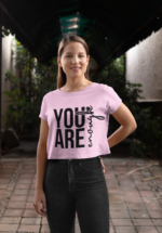 "You Are Enough" Inspirational Graphic Crop Top - Image 2