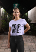 "You Are Enough" Inspirational Graphic Crop Top - Image 3