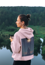 "Alone But Peaceful" Moonlit Graphic Premium Hoodie - Image 2