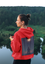 "Alone But Peaceful" Moonlit Graphic Premium Hoodie - Image 3