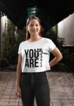 "You Are Enough" Inspirational Graphic Crop Top - Image 6