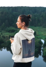 "Alone But Peaceful" Moonlit Graphic Premium Hoodie - Image 4