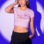 "Taken" Script Heart Graphic Crop Top