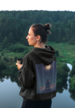 "Alone But Peaceful" Moonlit Graphic Premium Hoodie - Image 5