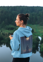 "Alone But Peaceful" Moonlit Graphic Premium Hoodie - Image 6