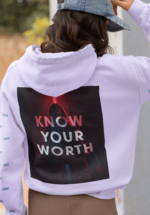 "Know Your Worth" Empowerment Graphic Premium Hoodie - Image 2