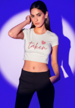 "Taken" Script Heart Graphic Crop Top - Image 3