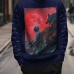 Red Moon Warrior Graphic Sweatshirt for Men