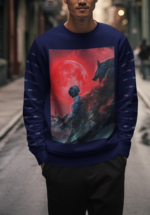 Red Moon Warrior Graphic Sweatshirt for Men