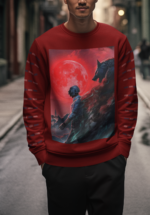 Red Moon Warrior Graphic Sweatshirt for Men - Image 2
