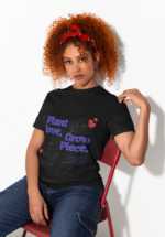 Plant Love Grow Peace Graphic T-Shirt for Women - Image 7