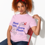 Plant Love Grow Peace Graphic T-Shirt for Women