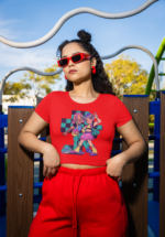 Retro Anime Duo Graphic Crop Top - Image 3